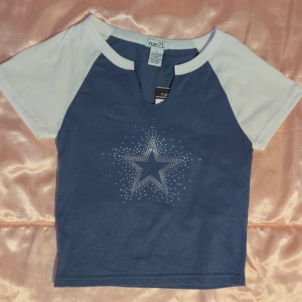 Cute rhinestone star Rue21 baby tee top new